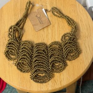 Officina Gold Beaded Multi-Row Statement Necklace